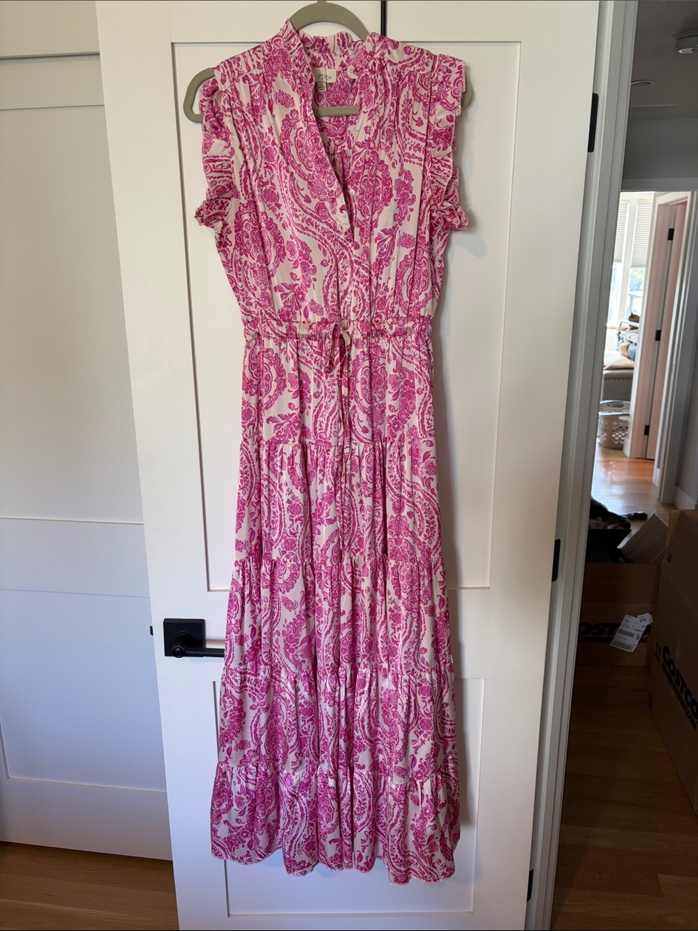 Pinch Pink Paisley Tiered Maxi Dress